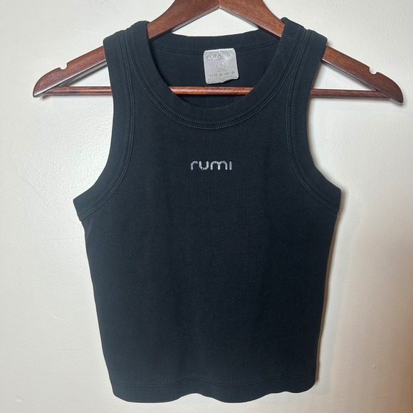 Rumi + Ryder Tops - Rumi Ribbed Crop Tank Top Black Sleeveless Athletic Workout Women's Medium